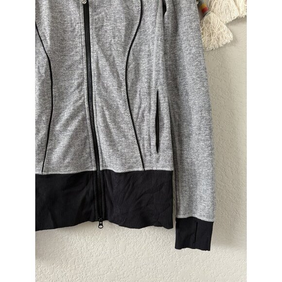 Lululemon Nice Asana Jacket Herringbone Black Gray Luon Yoga Outdoor Active 4 - Picture 5 of 10